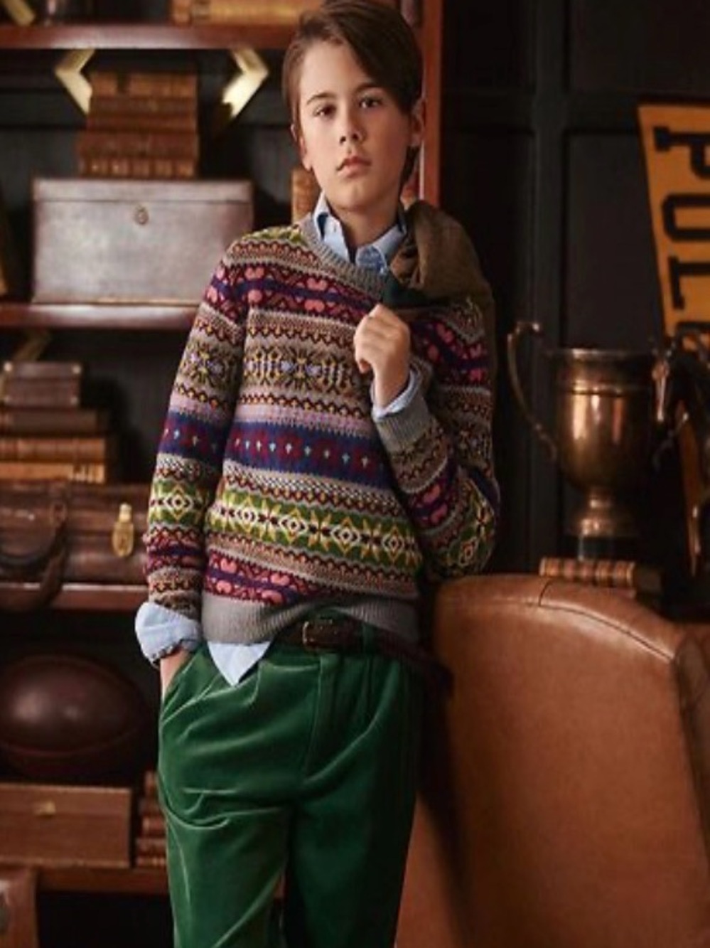 NWOT Polo Ralph Lauren Cashmere Blend Fair Isle Sweater Boys L 14-16 Colorful